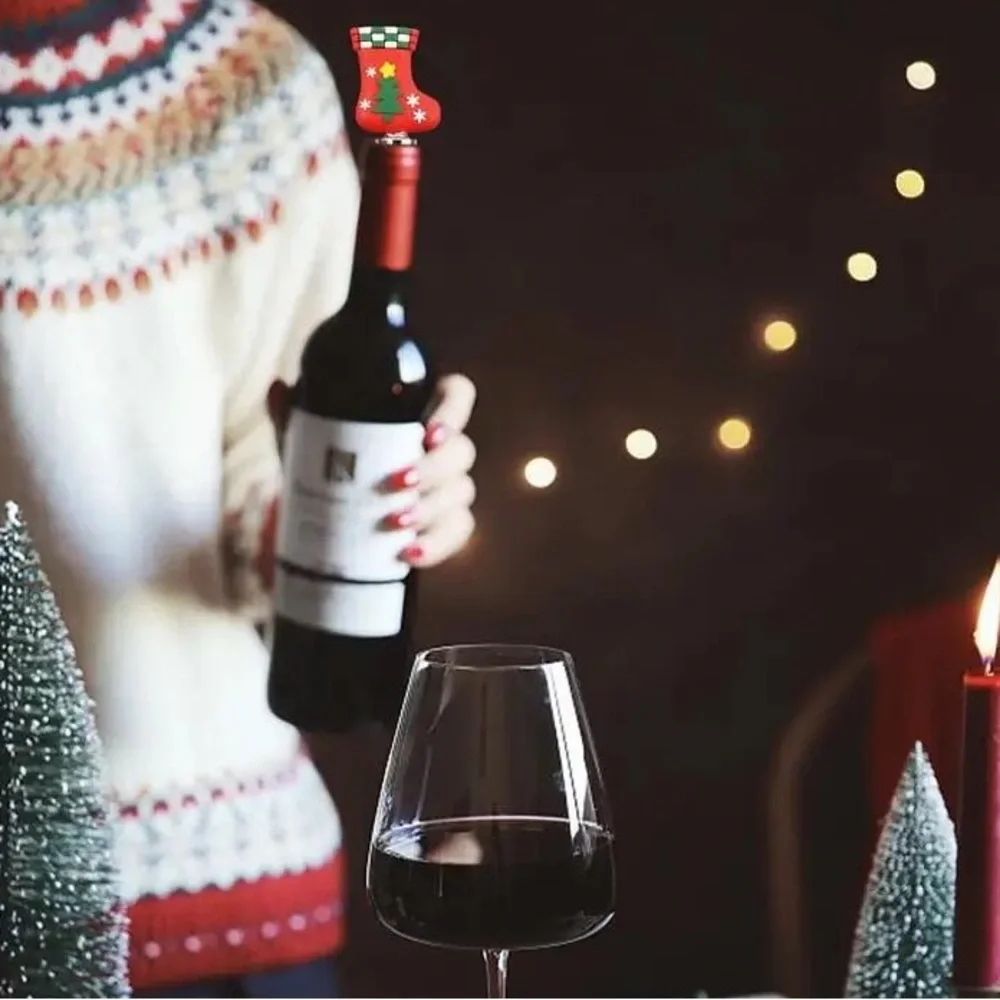 Festive Red Stocking Beverage Stopper